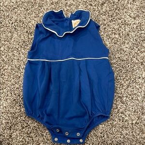 Blue Baby Romper with White Trim